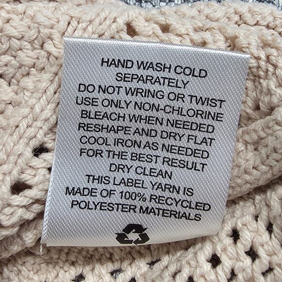 PINK ROSE WOMEN'S CROPPED KNIT SWEATER SIZE SMALL BEIGE TEXTURED CABLE OPENWORK - Picture 7 of 9